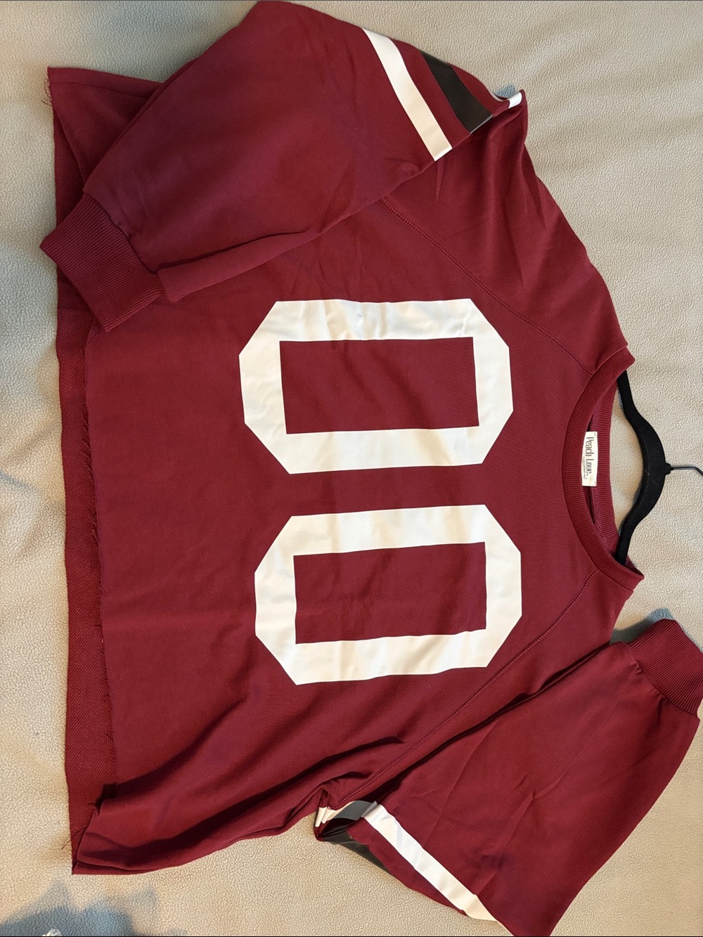 Peach Love California Maroon Crewneck Sweatshirt with White '00' Graphic